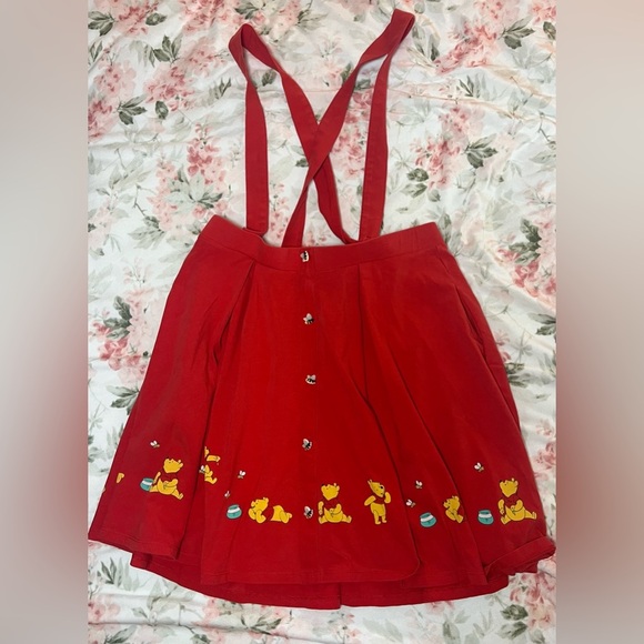 Disney Winnie The Pooh Balloon Ride Suspender Skirt Hot Topic Size L Bumblebee - Picture 2 of 4
